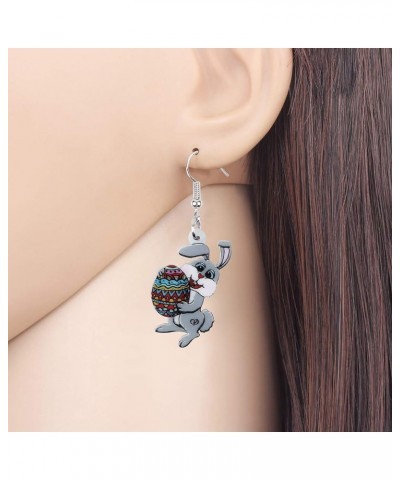 Acrylic Easter Eggs Bunny Rabbit Earrings Dangle Hare Jewelry Gifts Cute Charms for Women Girls Black $7.19 Earrings