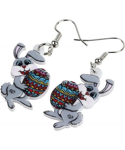 Acrylic Easter Eggs Bunny Rabbit Earrings Dangle Hare Jewelry Gifts Cute Charms for Women Girls Black $7.19 Earrings