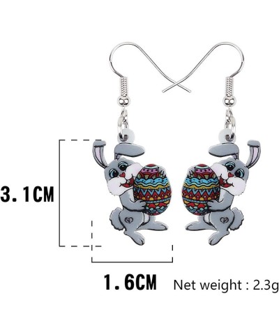 Acrylic Easter Eggs Bunny Rabbit Earrings Dangle Hare Jewelry Gifts Cute Charms for Women Girls Black $7.19 Earrings