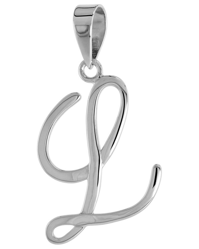 Sterling Silver Script Initial Letter A Alphabet Pendant Flawless Polish, 1 1/2 inch high Initial L $32.42 Pendants