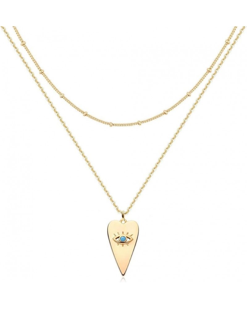 18K Gold Plated Necklace for Woman and Girls Pattern Dainty Pendant Medallion Paperclip Design Evil Eye Triangle $5.99 Necklaces