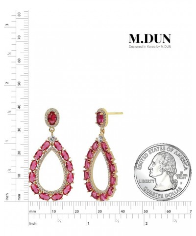 Teardrop Pear Shaped Cubic Zirconia Dangle Earrings For Women Prom Silver post Drop_Ruby $18.28 Earrings