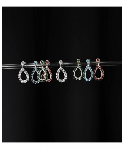 Teardrop Pear Shaped Cubic Zirconia Dangle Earrings For Women Prom Silver post Drop_Ruby $18.28 Earrings