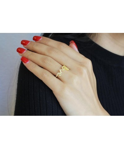 Cubic Zirconia Love in Script Ring 925 Sterling Silver (Color Options, Sizes 3-15) Yellow Gold-Tone Plated $10.17 Rings