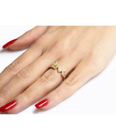 Cubic Zirconia Love in Script Ring 925 Sterling Silver (Color Options, Sizes 3-15) Yellow Gold-Tone Plated $10.17 Rings