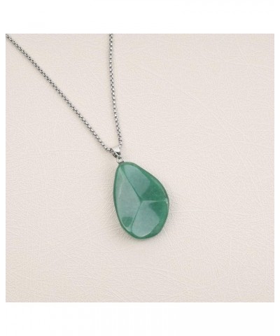 Stainless Steel Crystal Wave Necklace for Men Women 22" Green Aventurine $11.01 Necklaces