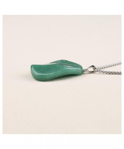 Stainless Steel Crystal Wave Necklace for Men Women 22" Green Aventurine $11.01 Necklaces