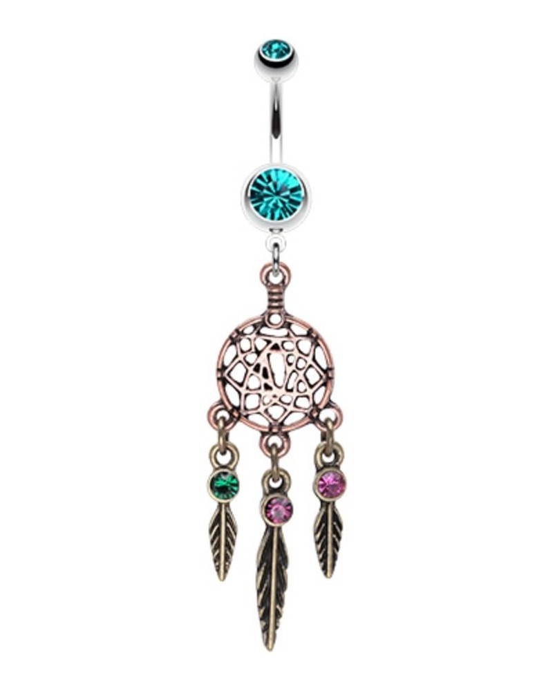 Majestic Elegance Dream Catcher WildKlass Belly Button Ring Teal $9.87 Body Jewelry