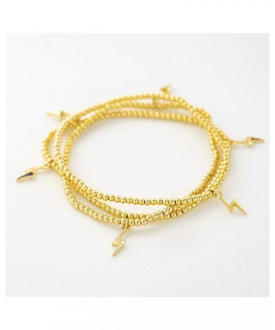 14K Gold or Silver Plated Bead Stretch Bracelet with 14K Gold Plated Star Charm - Stackable Stretch Bracelet - Set of 3 Gold ...