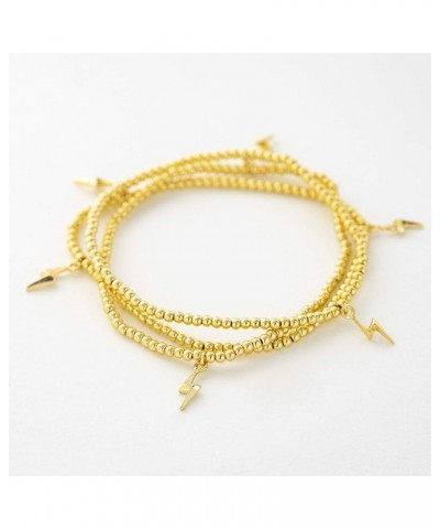 14K Gold or Silver Plated Bead Stretch Bracelet with 14K Gold Plated Star Charm - Stackable Stretch Bracelet - Set of 3 Gold ...