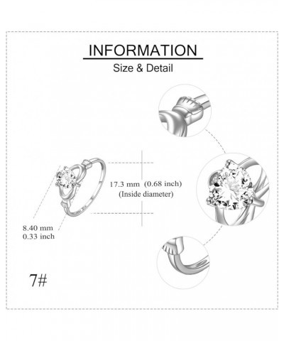 14k Solid Gold Irish Claddagh Heart Ring Celtic Jewelry with Moissanite for Women Loyalty Promise Engagement Wedding Annivers...