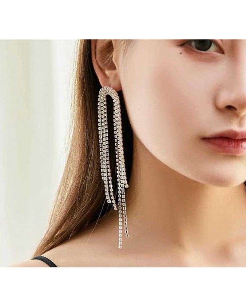 Rhinestone Tassel Earrings for Women Dangling Long Rhinestone Pendant Earrings Dainty Shining Jewelry for Prom Party Hallowee...