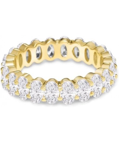 Women's .925 Silver Cubic Zirconia 5x3mm Oval-Cut Eternity Band Ring 9 Gold $12.42 Rings