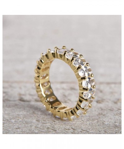 Women's .925 Silver Cubic Zirconia 5x3mm Oval-Cut Eternity Band Ring 9 Gold $12.42 Rings