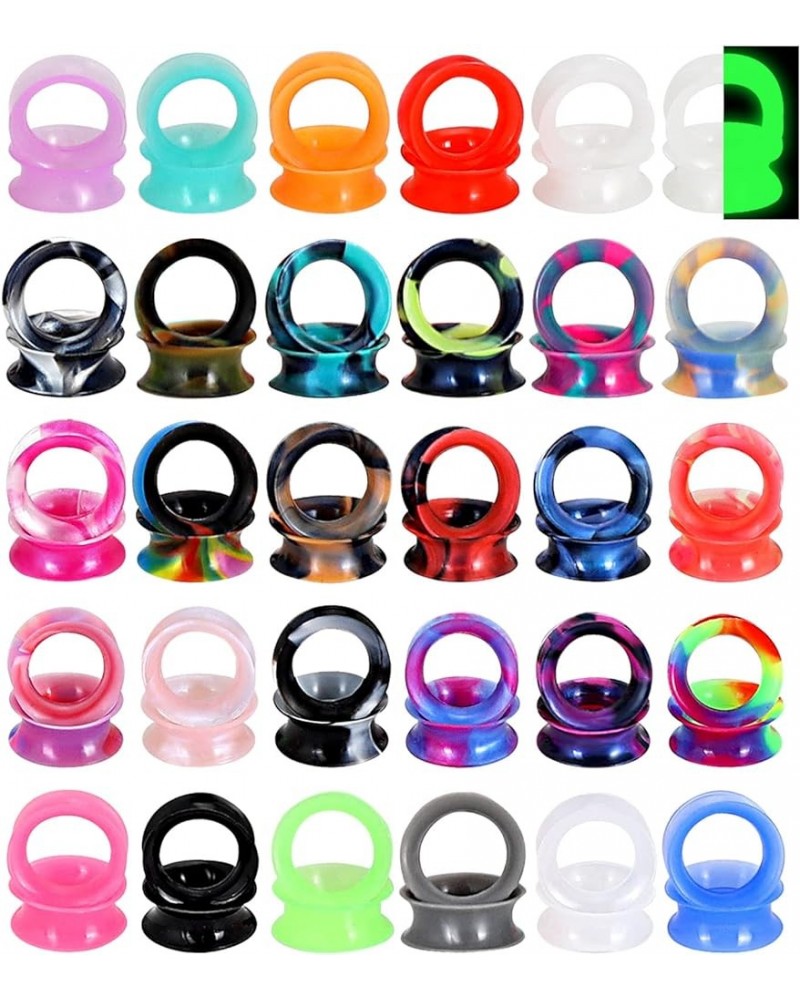 18-60pcs Silicone Ear Tunnels Plugs Flexible Ear Earlets Mixed Colors Double Flared Tunnels Ear Piercing Jewelry 30 pairs $9....