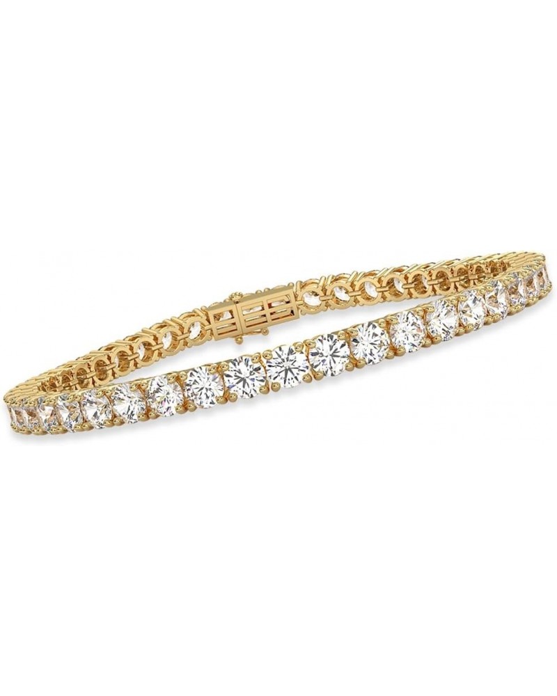 14k Gold Round Cut Lab Grown Diamond Tennis Bracelet Gift for Women (1 ct to 10 ct, Color-D, Clarity- VS) Yellow Gold 3.0 car...