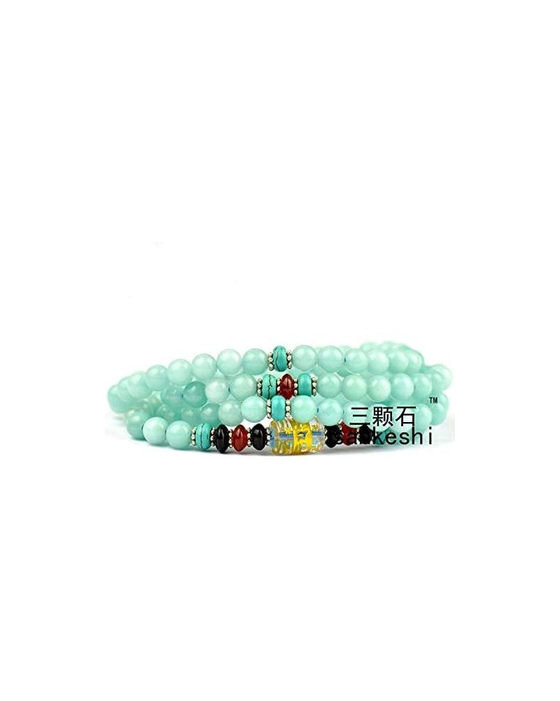 6mm Tibet Buddhism 108 Aquamarine Amulet Mala Necklace $8.99 Necklaces