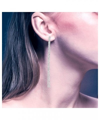 Long Chain Dangling Earrings for Women Rhinestone Line Dangle Drop Tassel Crystal Sparkly Earring for Bridal Wedding Party Tw...