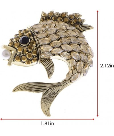 Women's Gold Toned Gunmetal Champagne Rhinestone Crystals Faux Pearl Fish Lapel Pin Gift Brooch $12.89 Brooches & Pins