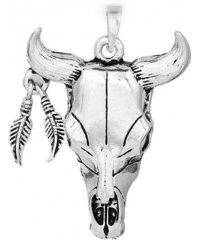 Indian Western Vintage Native Feather Cow Bull OX Horn Buffalo Skull Pendant $8.99 Pendants