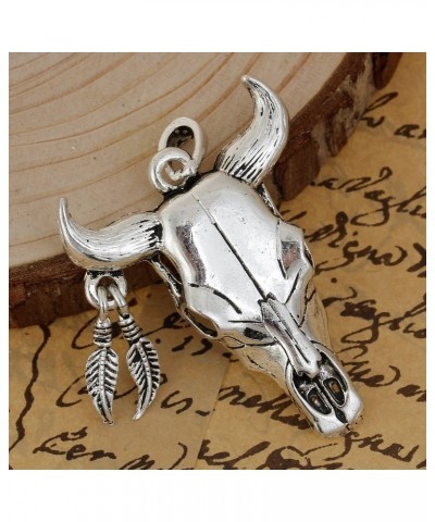 Indian Western Vintage Native Feather Cow Bull OX Horn Buffalo Skull Pendant $8.99 Pendants