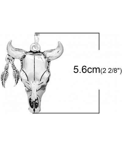 Indian Western Vintage Native Feather Cow Bull OX Horn Buffalo Skull Pendant $8.99 Pendants