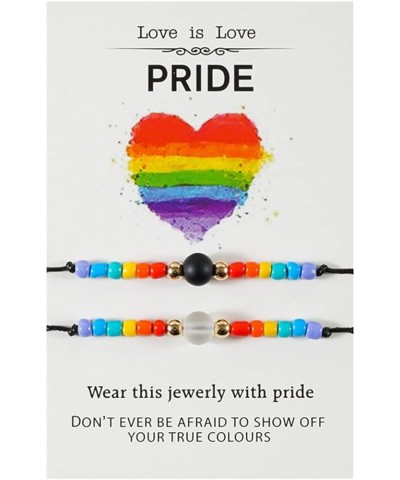 Pride Bracelets LGBT Rainbow Bracelets for Women Men LGBT Pride Braided Bracelet for Couple M:Black&Whit Rainbow Bracelets $6...