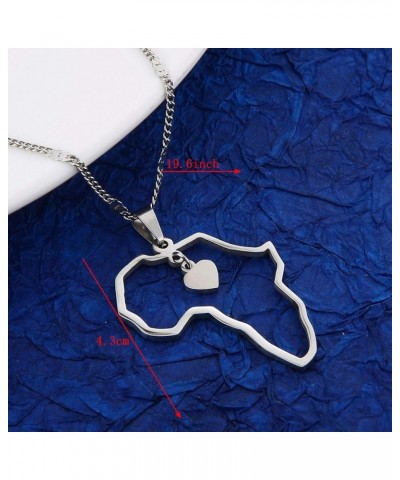 Africa Map Pendant Necklaces Heart African of Maps Jewelry Charms Heart Map silver $7.83 Necklaces