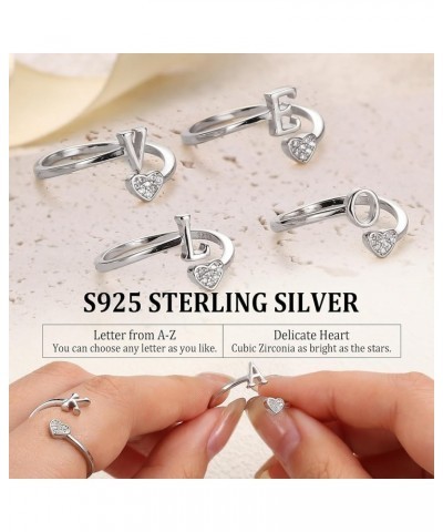 925 Sterling Silver Heart Initial Rings for Women Girls 18K Gold Plated Initial Heart Stackable Rings Adjustable Initial Ring...