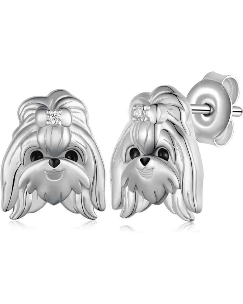 Dog Earrings 925 Sterling Silver Dog Stud Earrings Cute Dog Animal Jewelry Gifts for Women Girls Shih Tzu Earrings $24.18 Ear...