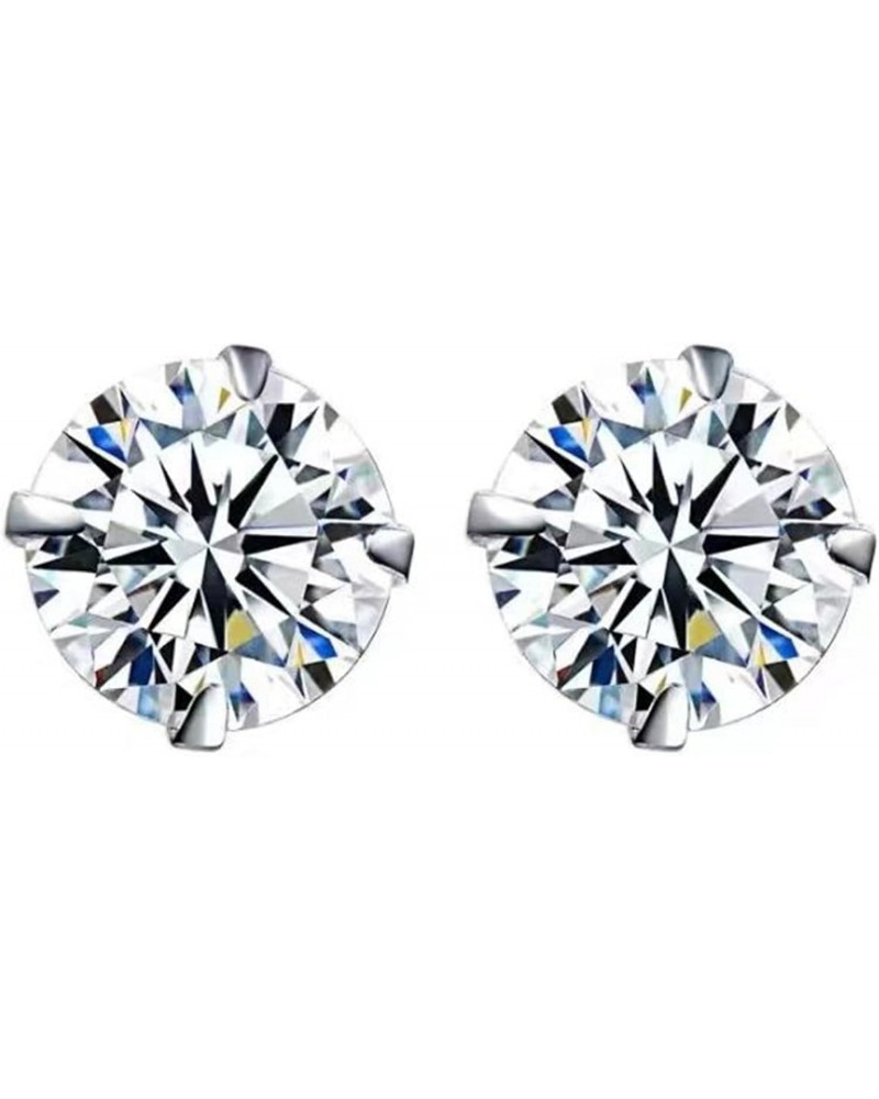 Moissanite Handmade Earrings，Women's Simulated Round Diamond Stud Earrings Set in Sterling Silver $43.66 Earrings