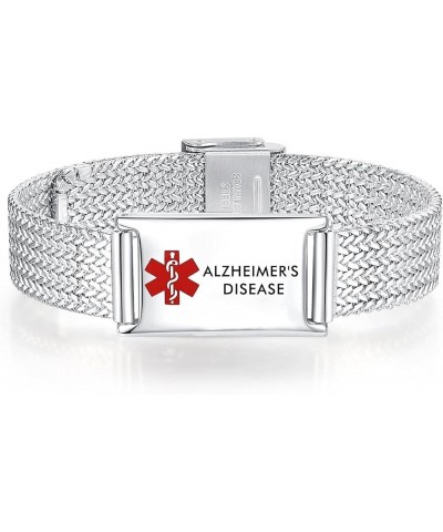 Medical Alert Bracelets for Men & Women Adjustable Stainless Steel Mesh Medical ID Bracelets Silver alzheimers $11.43 Bracelets