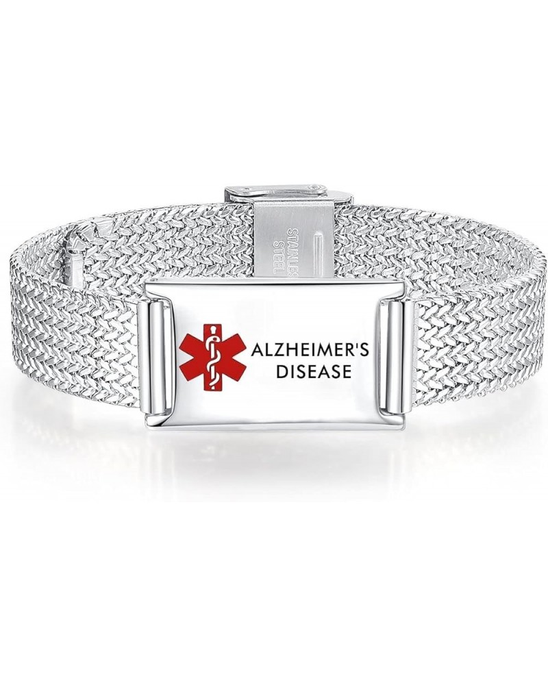 Medical Alert Bracelets for Men & Women Adjustable Stainless Steel Mesh Medical ID Bracelets Silver alzheimers $11.43 Bracelets