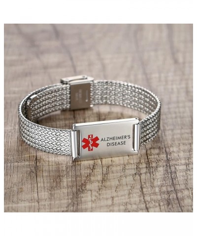 Medical Alert Bracelets for Men & Women Adjustable Stainless Steel Mesh Medical ID Bracelets Silver alzheimers $11.43 Bracelets