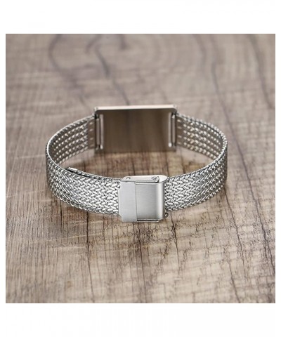 Medical Alert Bracelets for Men & Women Adjustable Stainless Steel Mesh Medical ID Bracelets Silver alzheimers $11.43 Bracelets