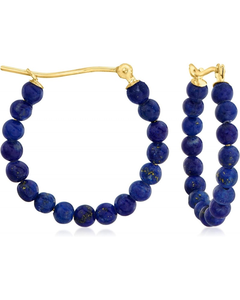 Canaria Lapis Bead Hoop Earrings in 10kt Yellow Gold $46.20 Earrings