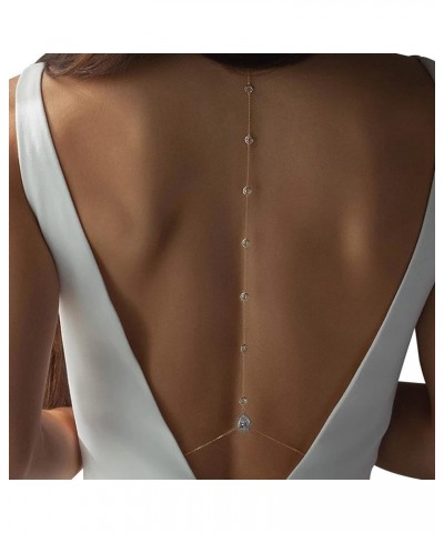 Rhinestone Crystal Back Chain Jewelry for Women Bride Backless Rhinestone Waterdrop Body Chain Belly Waist Necklace Wedding D...