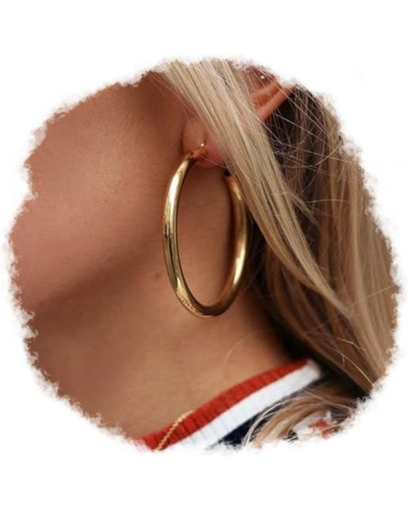 Tube Hoop Earrings Gold Lightweight Large Earrings Women Fashion Jewelry chunky gold $7.26 Earrings