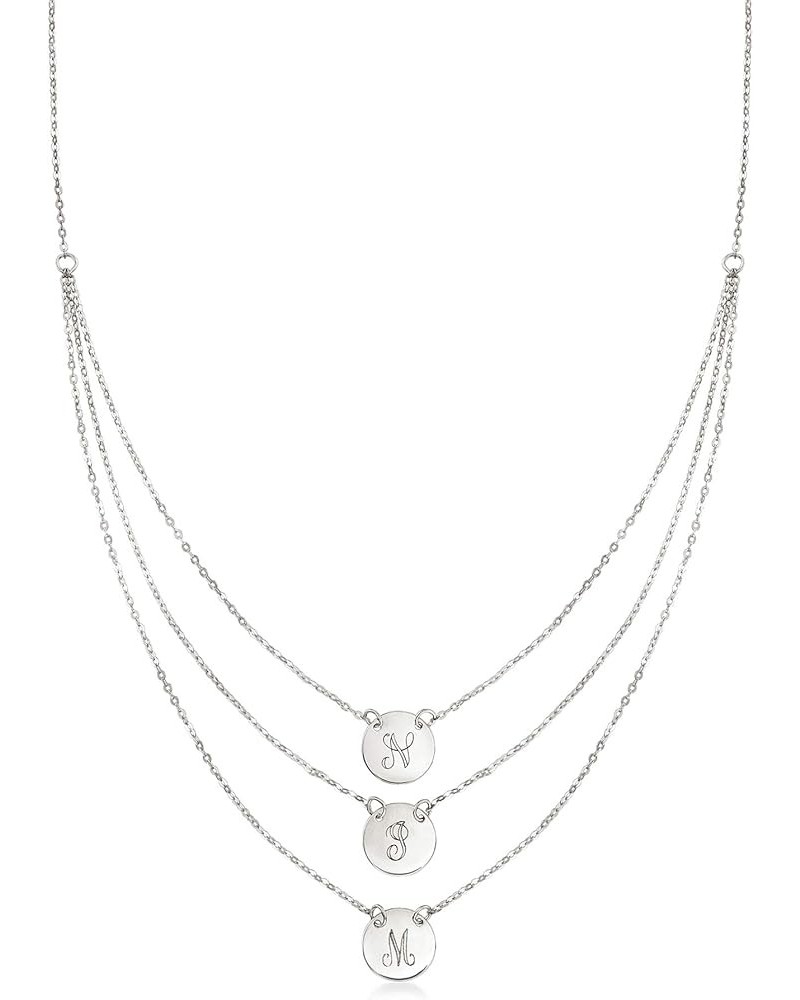 Italian Sterling Silver Personalized 3-Strand Disc Necklace 18-inch (3-initial) $29.60 Necklaces