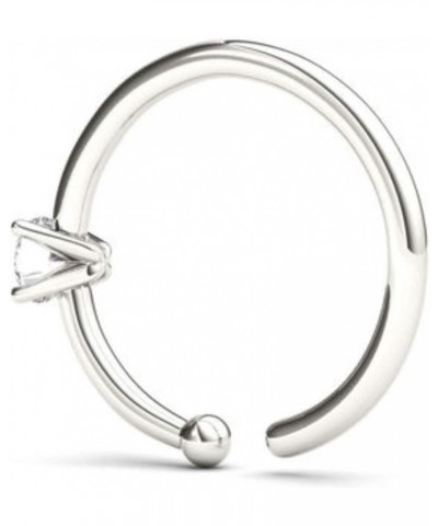 0.05ct Diamond Nose Ring Hoop - 14K White Gold or Yellow Gold White Gold $50.58 Body Jewelry