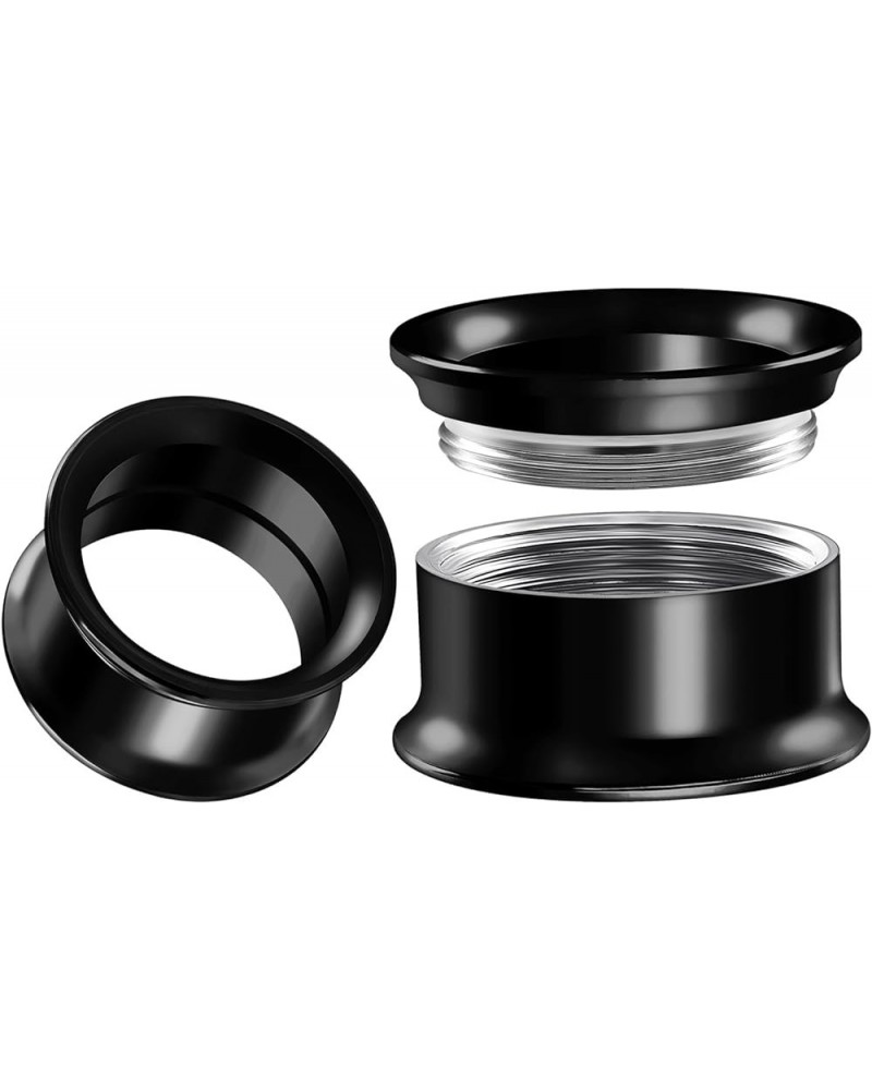 Internally Threaded Surgical Steel Black Double Flared Tunnel Piercing Jewelry Stretcher Ear Plug Earring Lobe Tunnel B01 2Pc...