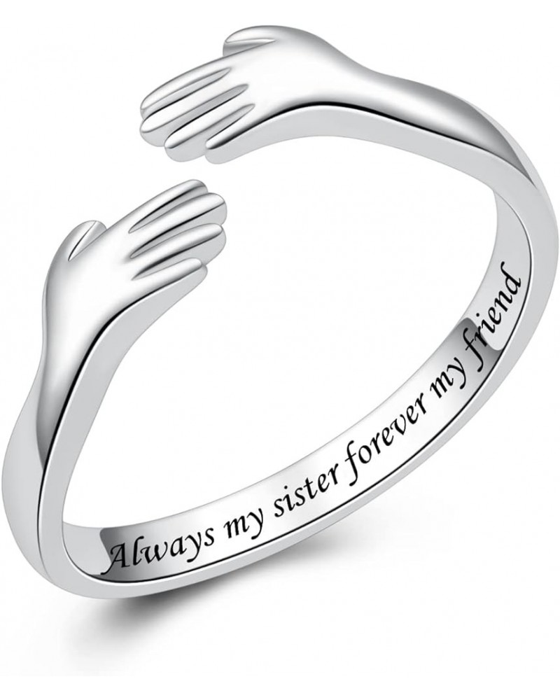 925 Sterling Silver Hug Rings for Women Silver Hugging Ring Jewelry Rings Always My Daughter Forever My Friend Ring for Teen ...