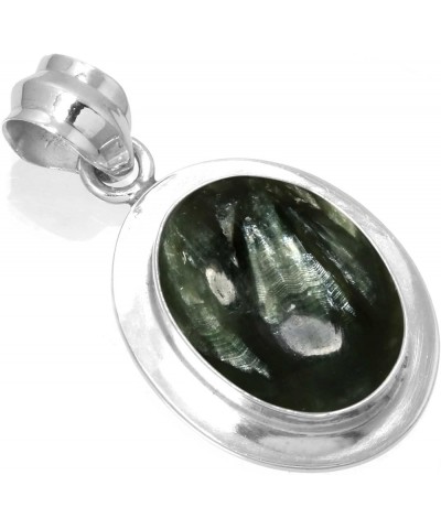 925 Sterling Silver Handmade Pendant for Women 12x16 Oval Gemstone Statement Jewelry for Gift (99534_P) Seraphinite $22.49 Pe...