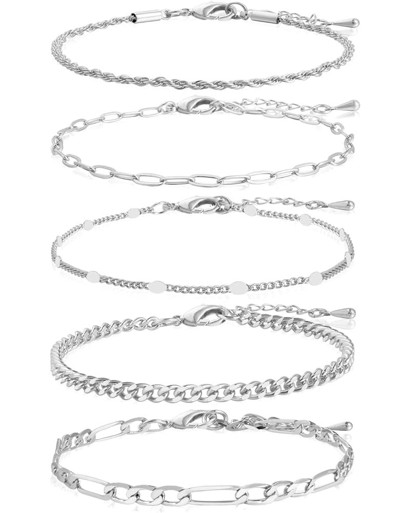 14K Real Gold Filled Bracelets For Women Stackable Dainty Link Gold Bracelet Set Trendy Jewelry Style-2 $11.54 Bracelets