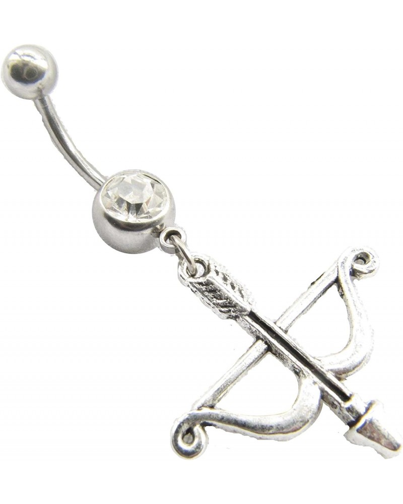 Crossbow Belly Button Ring,Bow and Arrow Navel Ring,Belly Button Jewelry, Stainless Steel Belly Button Ring Body Jewelry,Bell...