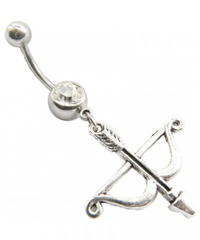 Crossbow Belly Button Ring,Bow and Arrow Navel Ring,Belly Button Jewelry, Stainless Steel Belly Button Ring Body Jewelry,Bell...