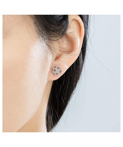 Sparkling Four Leaf Clover Irish Shamrock Crystal Pave Stud Earrings in 925 Sterling Silver $16.80 Earrings