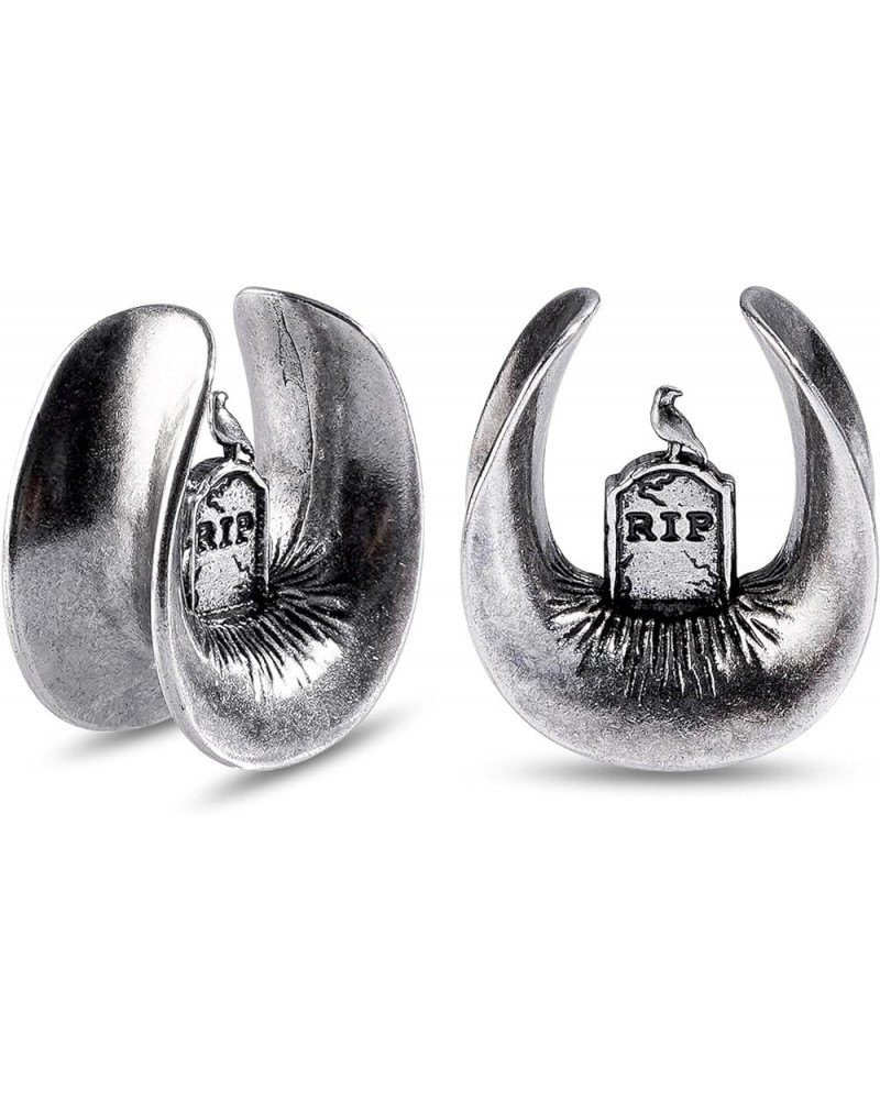 2pcs Punk Skeleton Skull Hand Tombstone Cross Ear Tunnels Stainless Steel Gauges for Ear 0g-5/8 inch tombstone, 5/8"(16mm) $9...