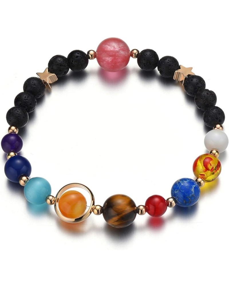 Women Stone Bead Charm Bracelet Universe Galaxy the Eight Planets Nine Planets in the Solar System Guardian Star Bracelets El...