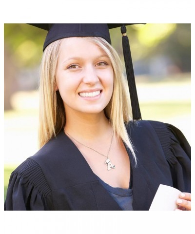 Graduation Gifts for Her, 14K White Gold Plated Class of 2024 Graduation Necklace Graduation Gifts Cap Initial Necklace High ...